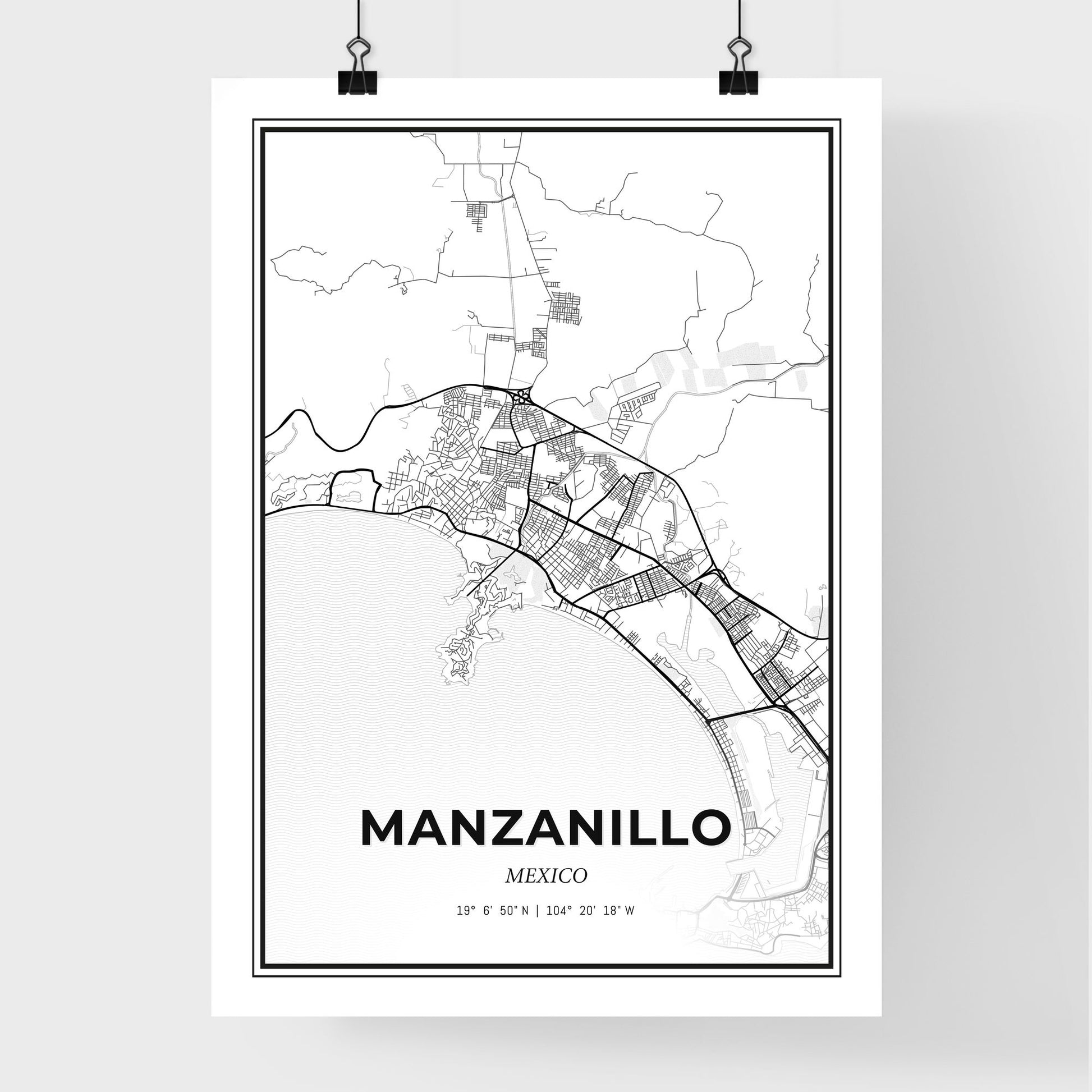 Manzanillo Mexico - Premium City Map Poster