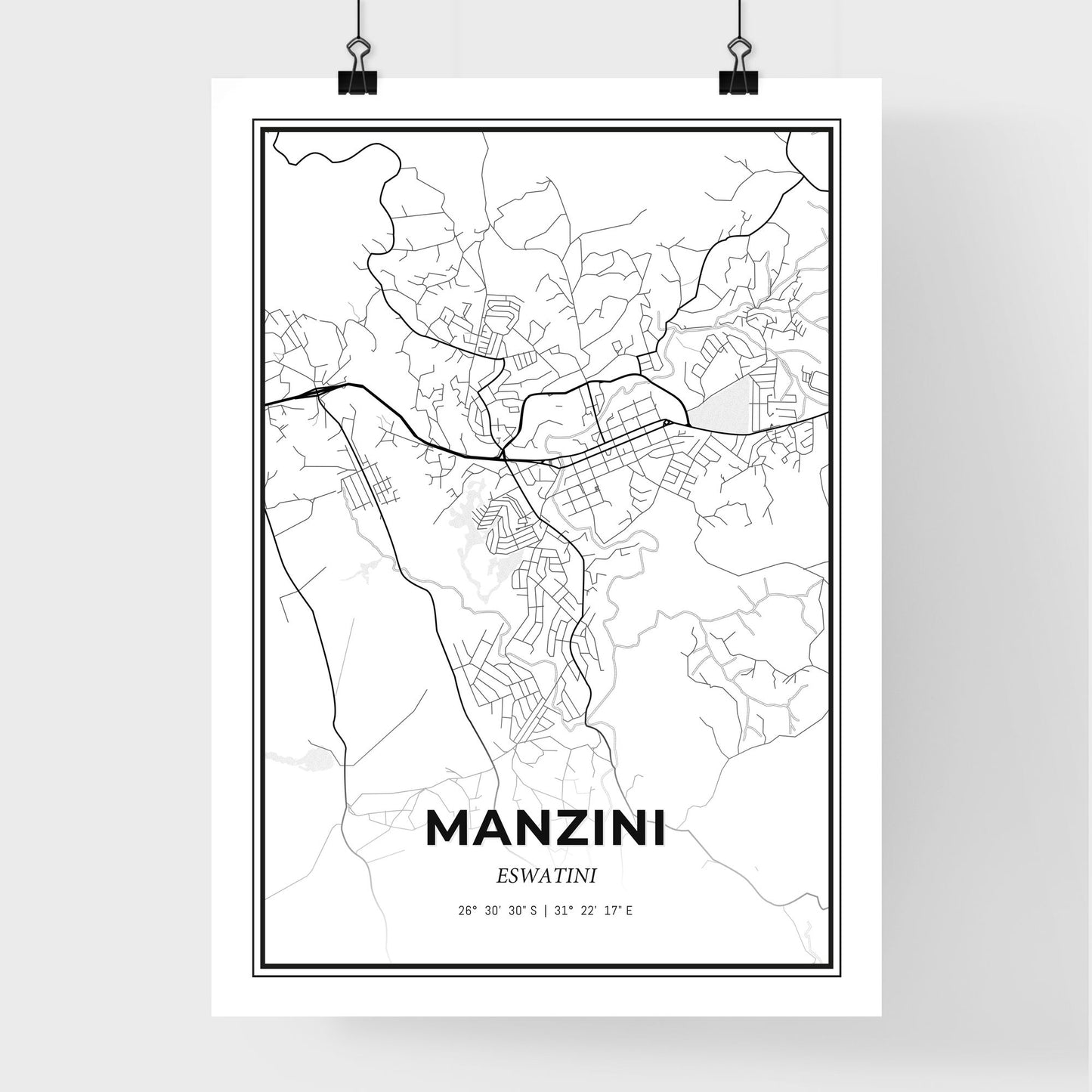 Manzini Eswatini - Premium City Map Poster