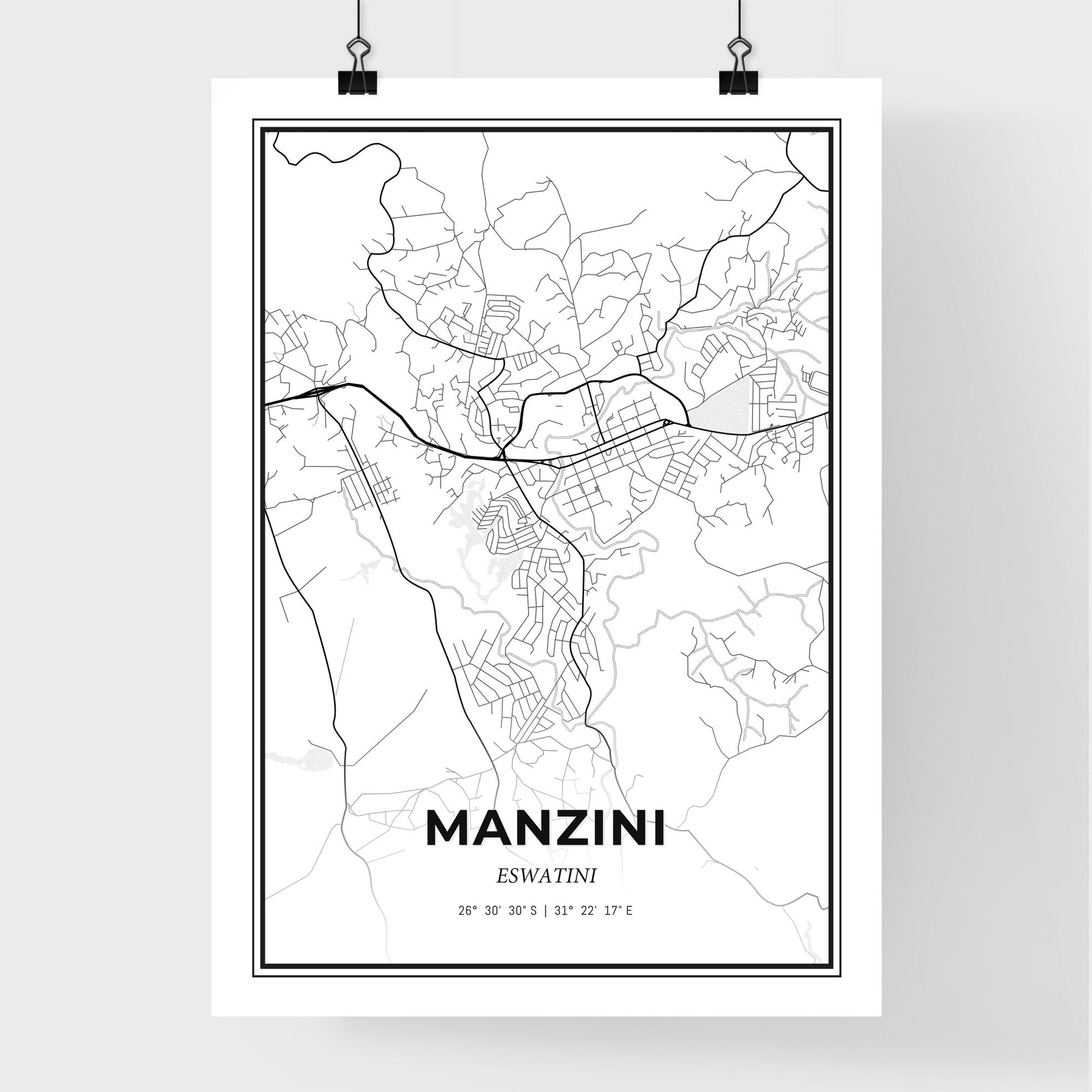 Manzini Eswatini - Premium City Map Poster