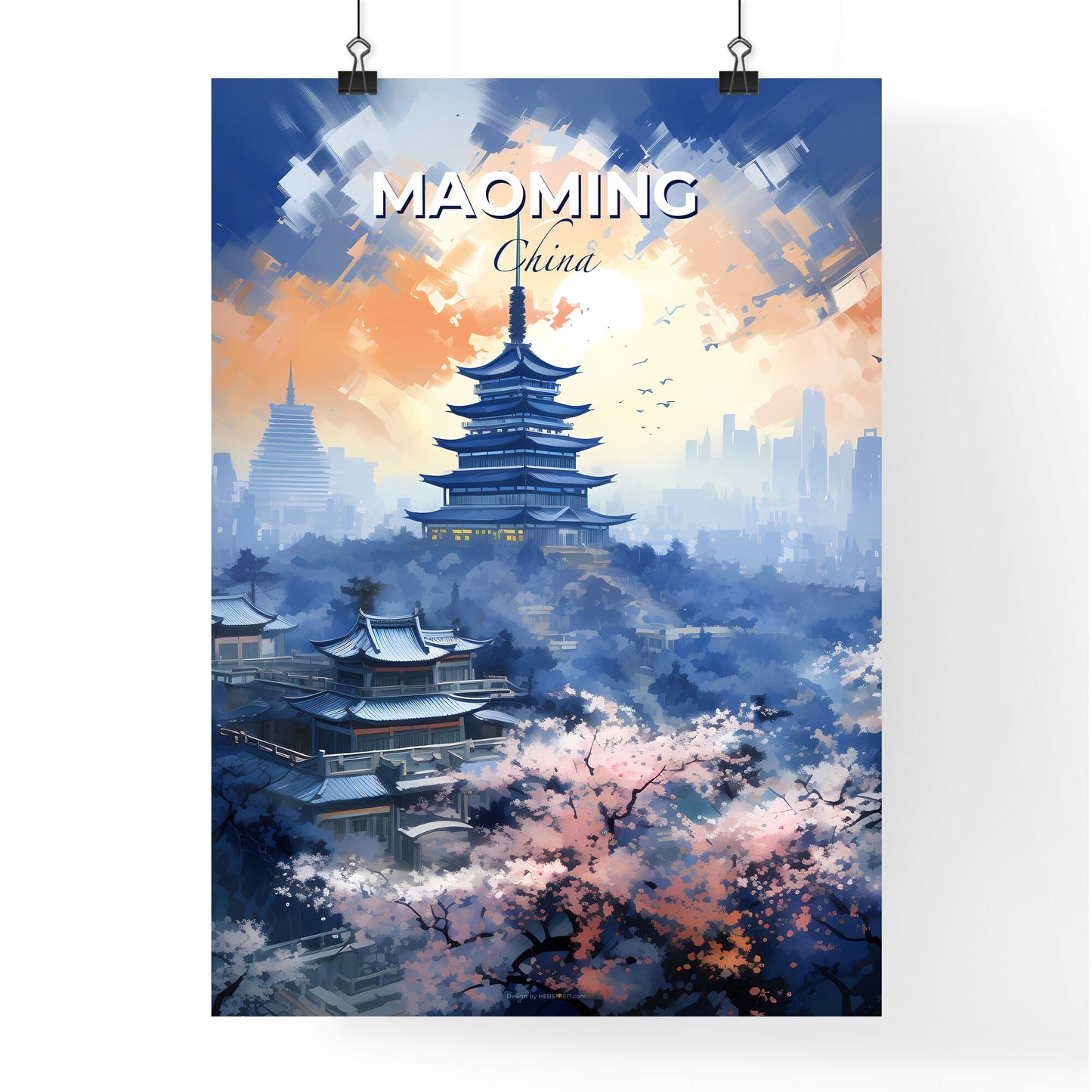 Maoming China Skyline City Art Painting Tower Building Canvas Print Default Title