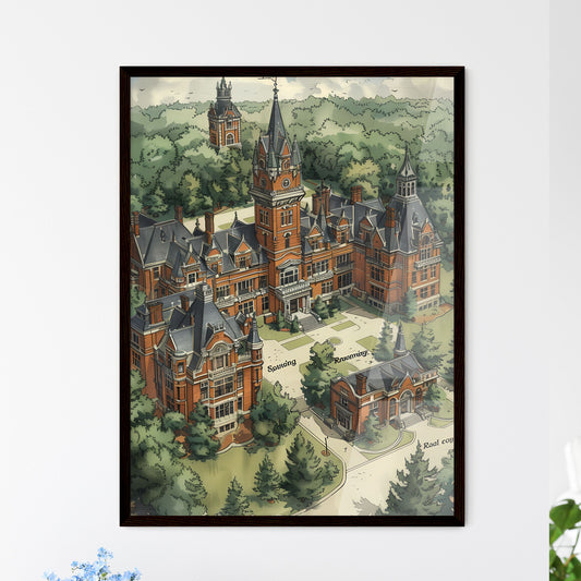 Fantasy school map painting - Framed Art Print