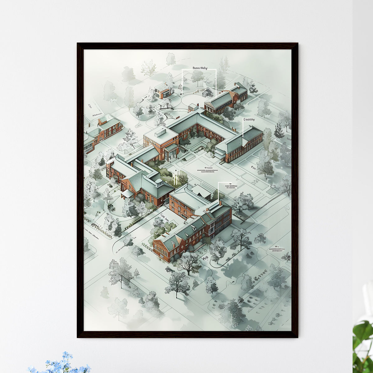 Fantasy Map of Building Ravenwing with Surro - Framed Art Print – HEBSTREIT