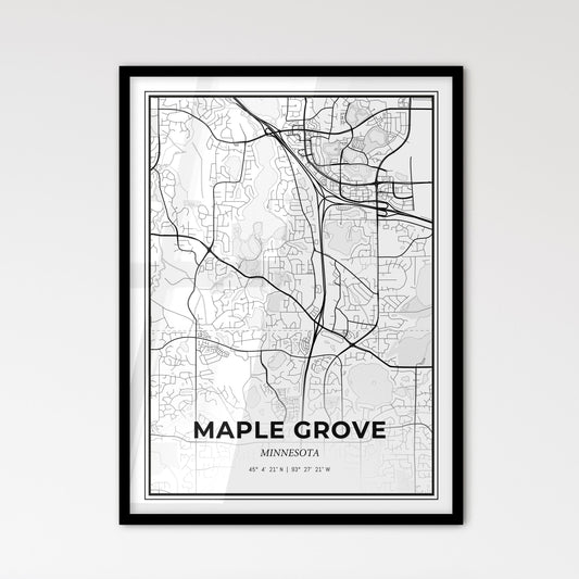 Maple Grove Minnesota - Scandinavian Style City Map for Modern Home Decor