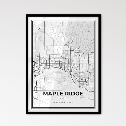 Maple Ridge Canada - Scandinavian Style City Map for Modern Home Decor