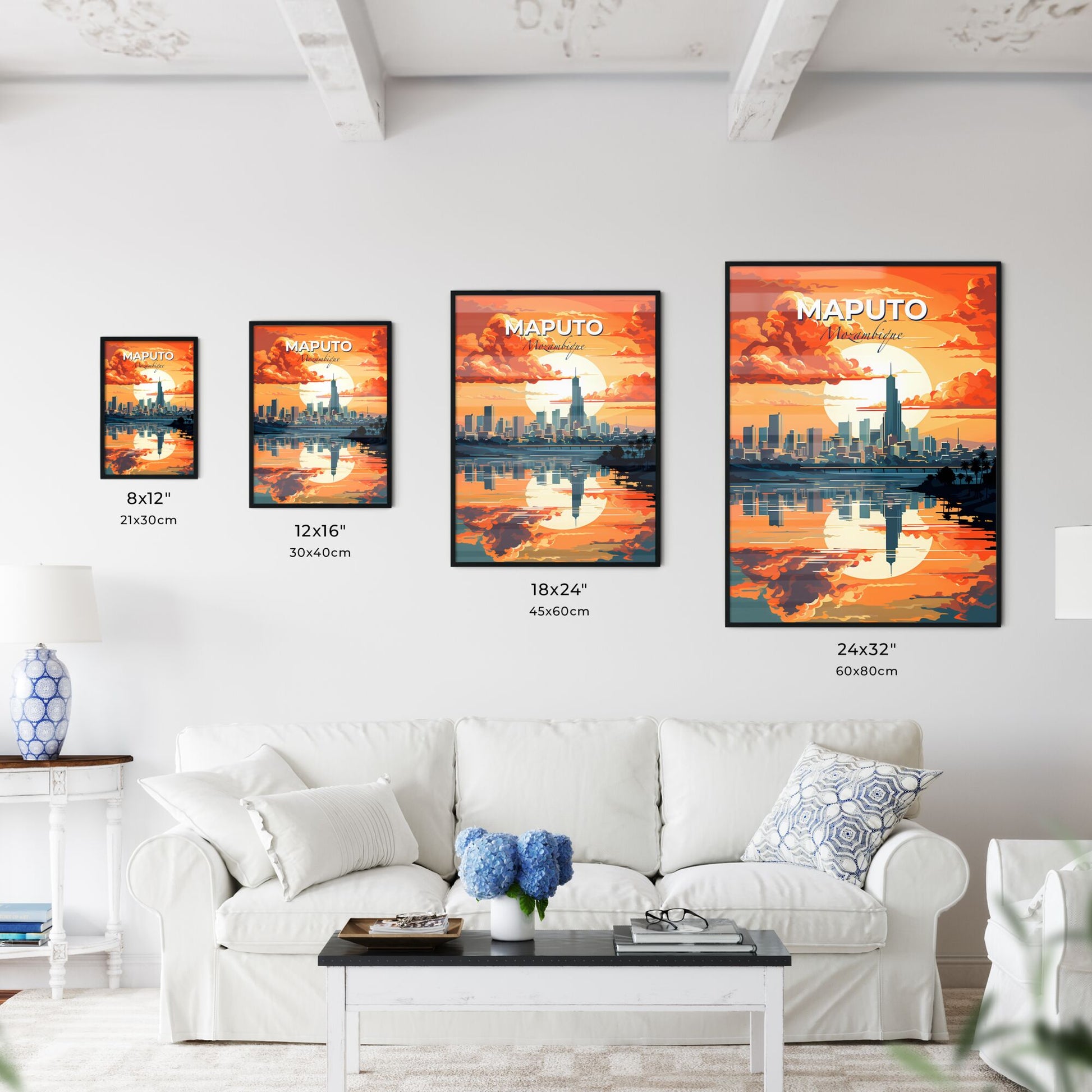 Vibrant Sunset Skyline Artwork Painted Cityscape Cityscape Digital Art Artistic Travel Destination Default Title