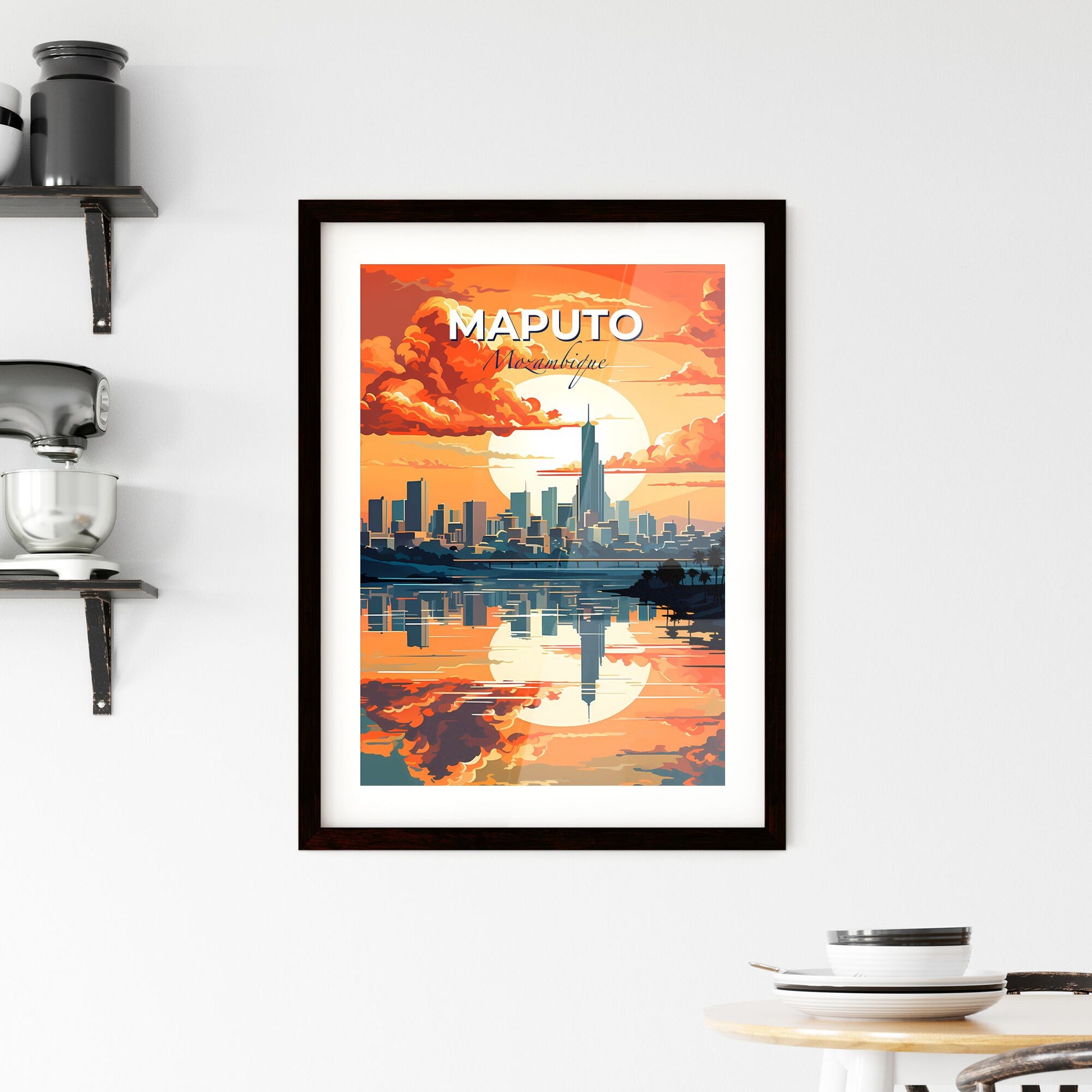 Vibrant Sunset Skyline Artwork Painted Cityscape Cityscape Digital Art Artistic Travel Destination Default Title