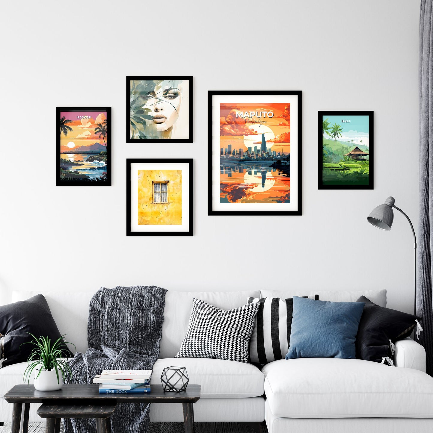 Vibrant Sunset Skyline Artwork Painted Cityscape Cityscape Digital Art Artistic Travel Destination Default Title