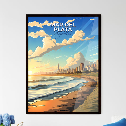 Vibrant Painting of Beach City Skyline: Mar del Plata Argentina Default Title