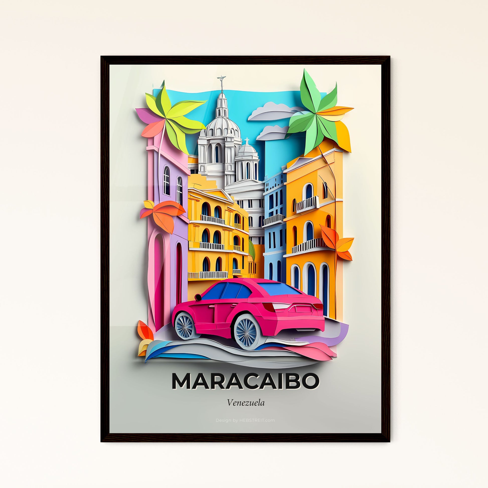 Vivid Maracaibo, Venezuela - a car is parked in front of a colorful building