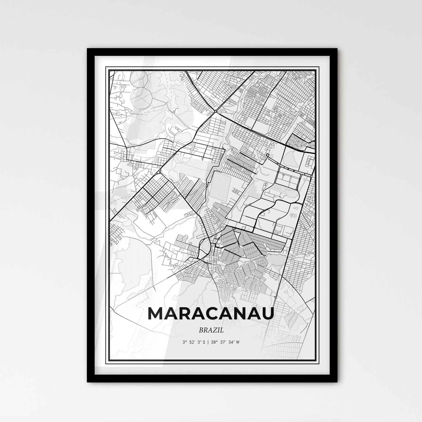 Maracanau Brazil - Scandinavian Style City Map for Modern Home Decor