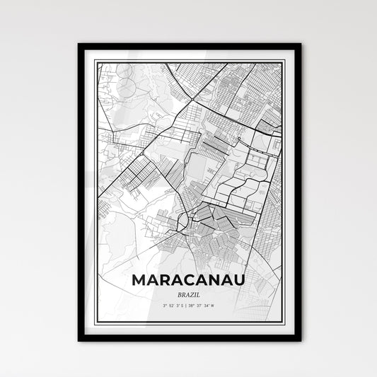 Maracanau Brazil - Scandinavian Style City Map for Modern Home Decor