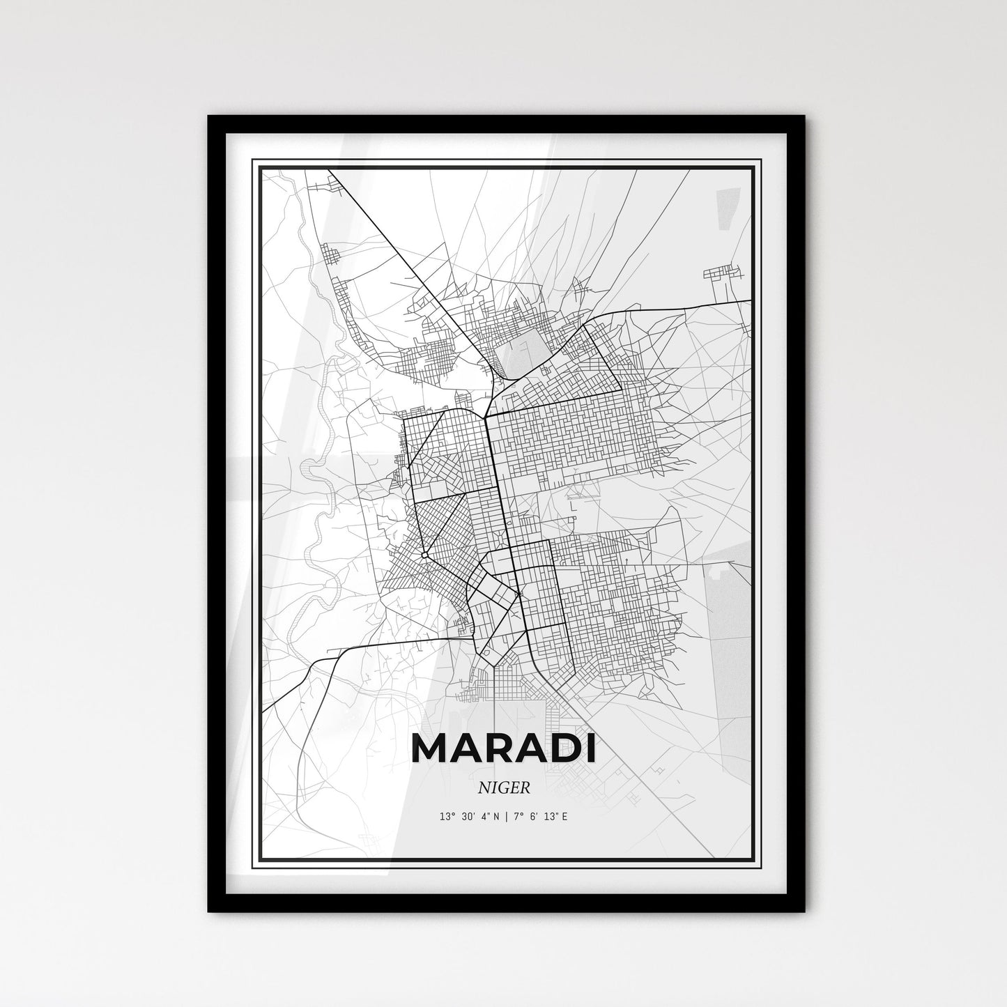 Maradi Niger - Scandinavian Style City Map for Modern Home Decor