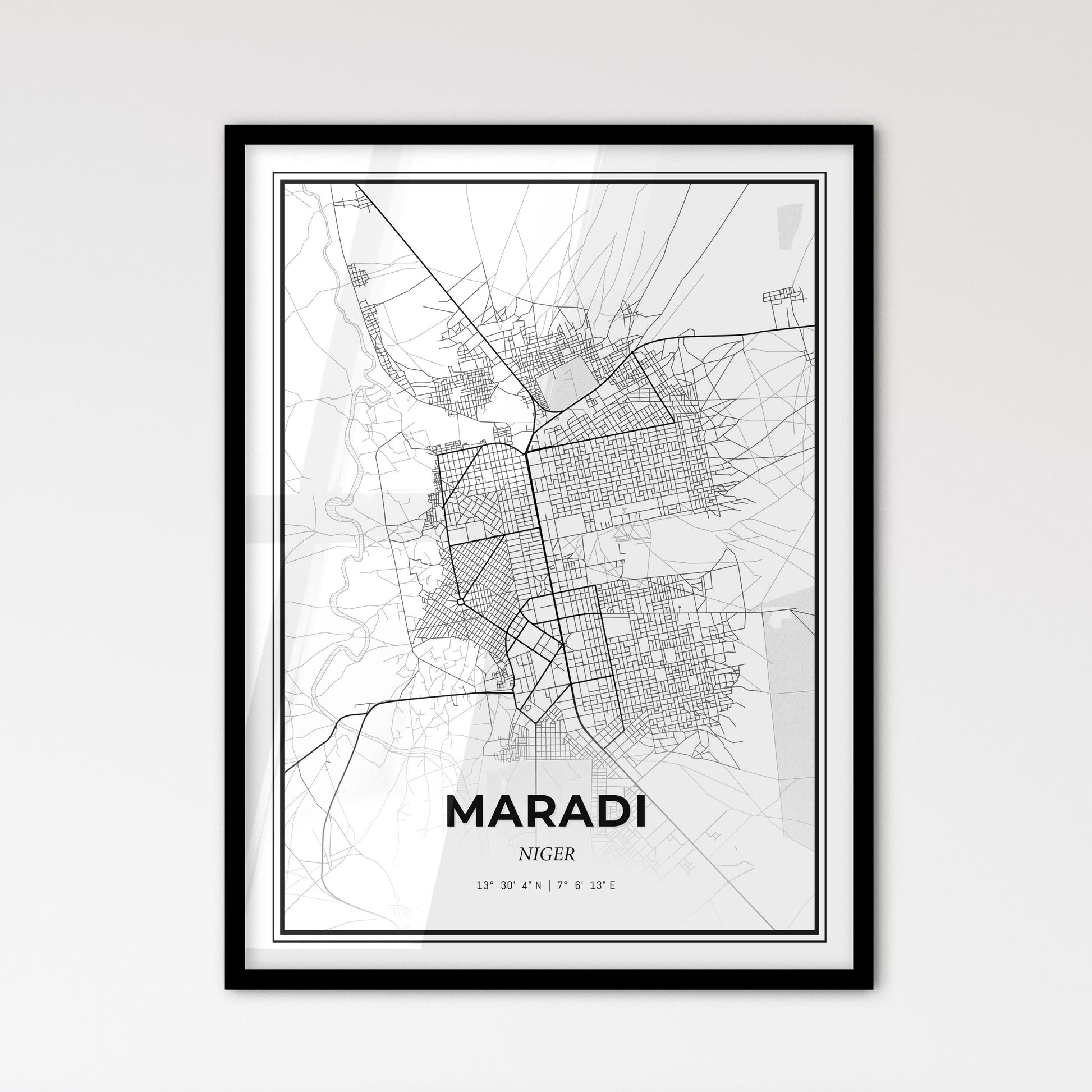 Maradi Niger - Scandinavian Style City Map for Modern Home Decor