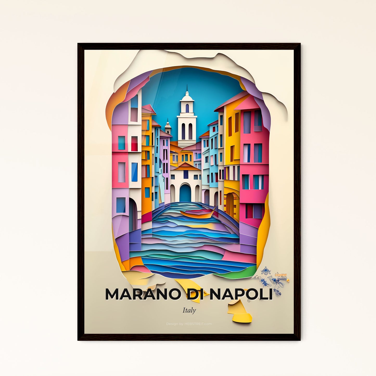 Vivid Marano di Napoli, Italy - a paper cut of a city with a bridge