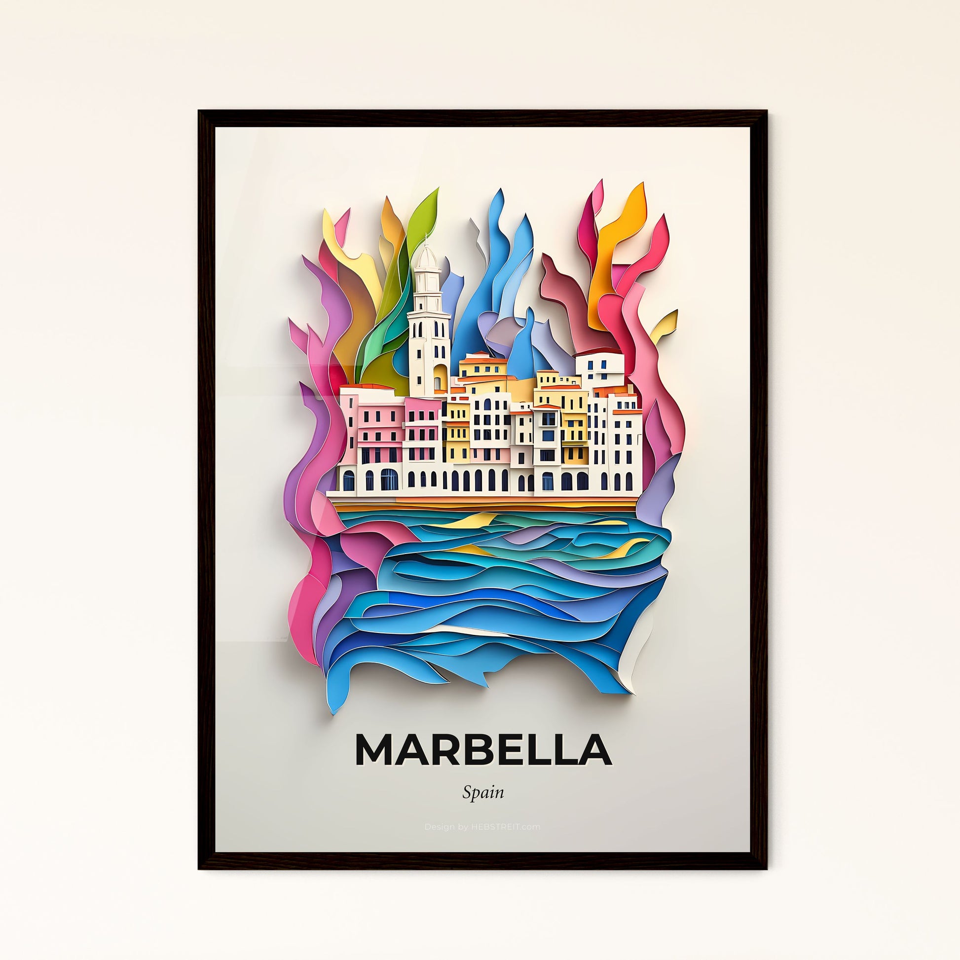 Vivid Marbella, Spain - a paper cut of a city with a clock tower