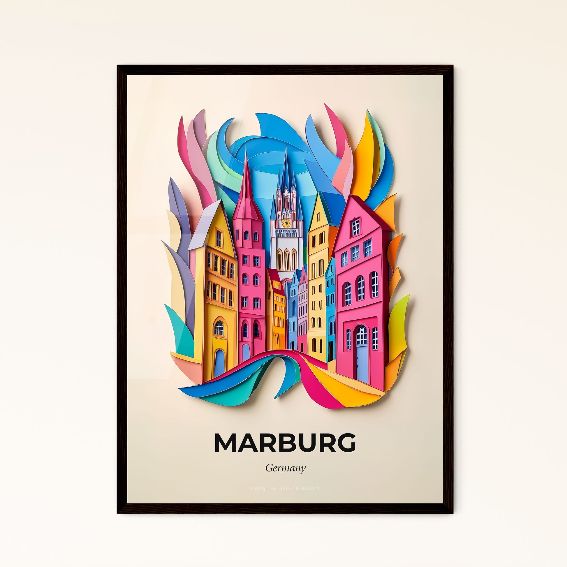 Vivid Marburg, Germany - a colorful city with a clock tower in the middle