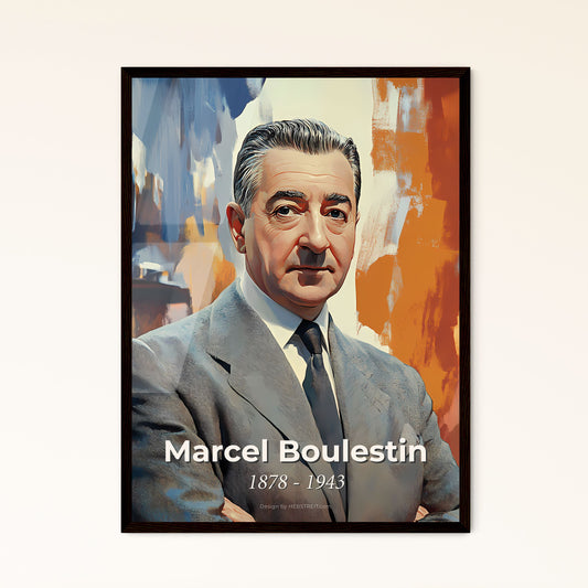 Portrait of Marcel Boulestin, 1878 - 1943. Impressionistic painting of a man in a suit.