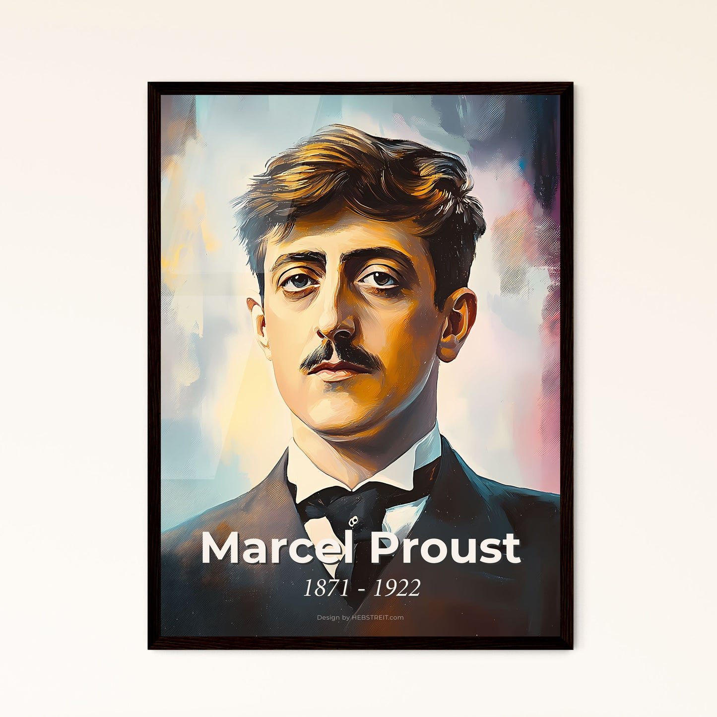 Portrait of Marcel Proust, 1871 - 1922. Impressionistic painting of a man with a mustache.