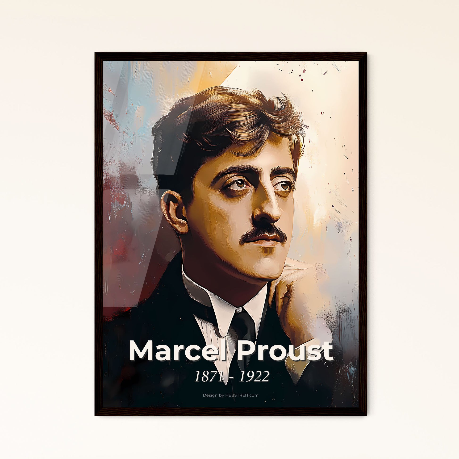 Portrait of Marcel Proust, 1871 - 1922. Impressionistic painting of a man with a mustache.