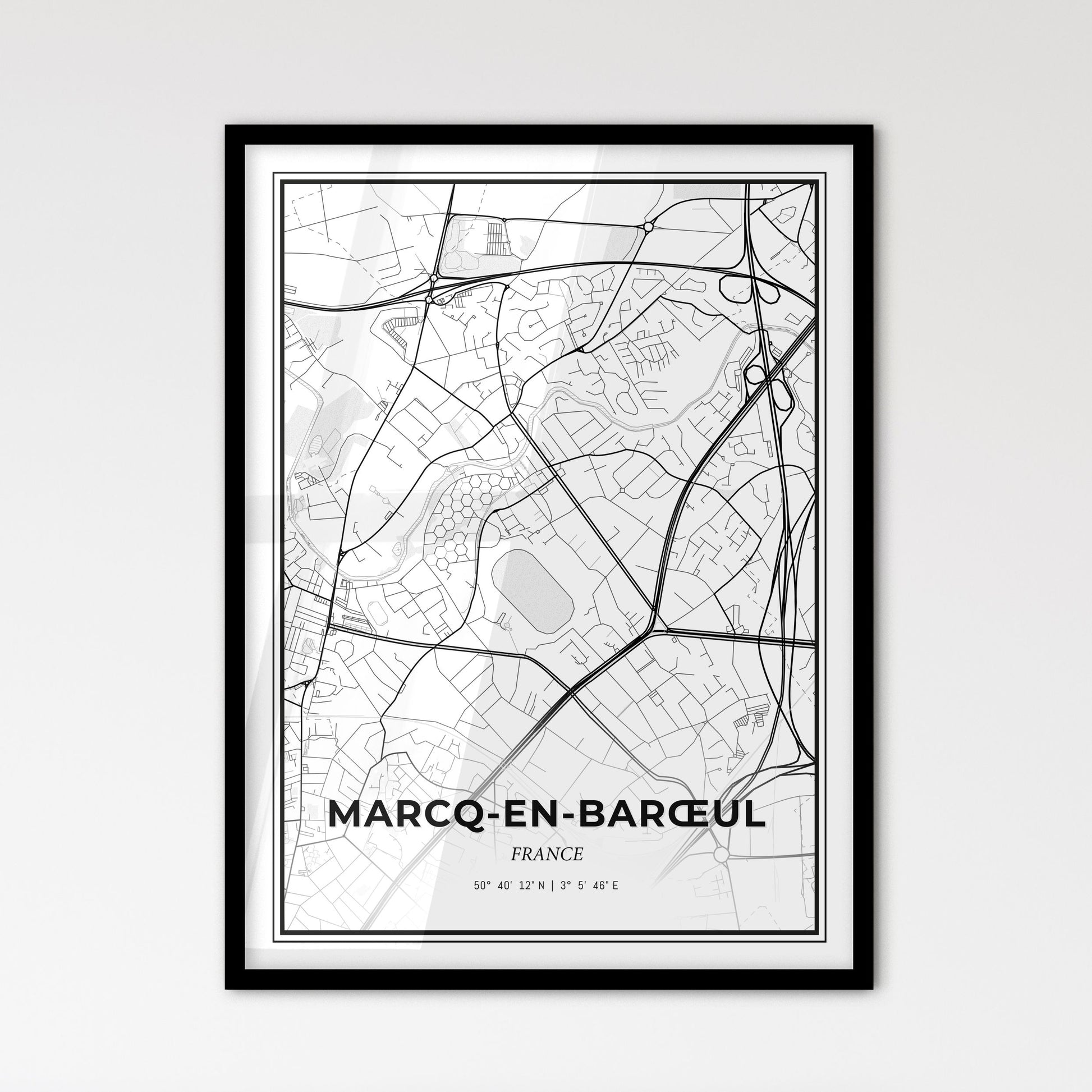 Marcq-en-Barœul France - Scandinavian Style City Map for Modern Home Decor