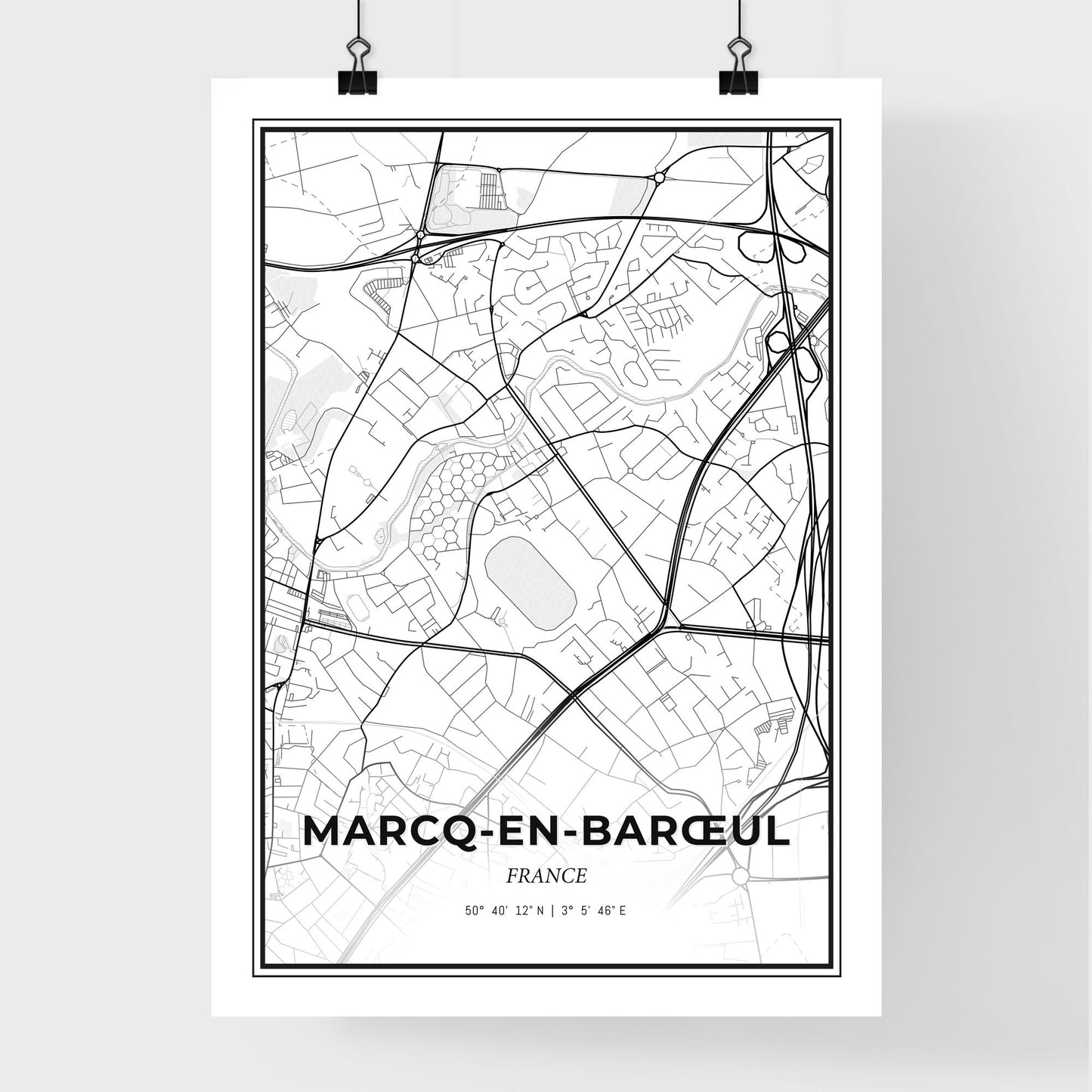 Marcq-en-Barœul France - Premium City Map Poster