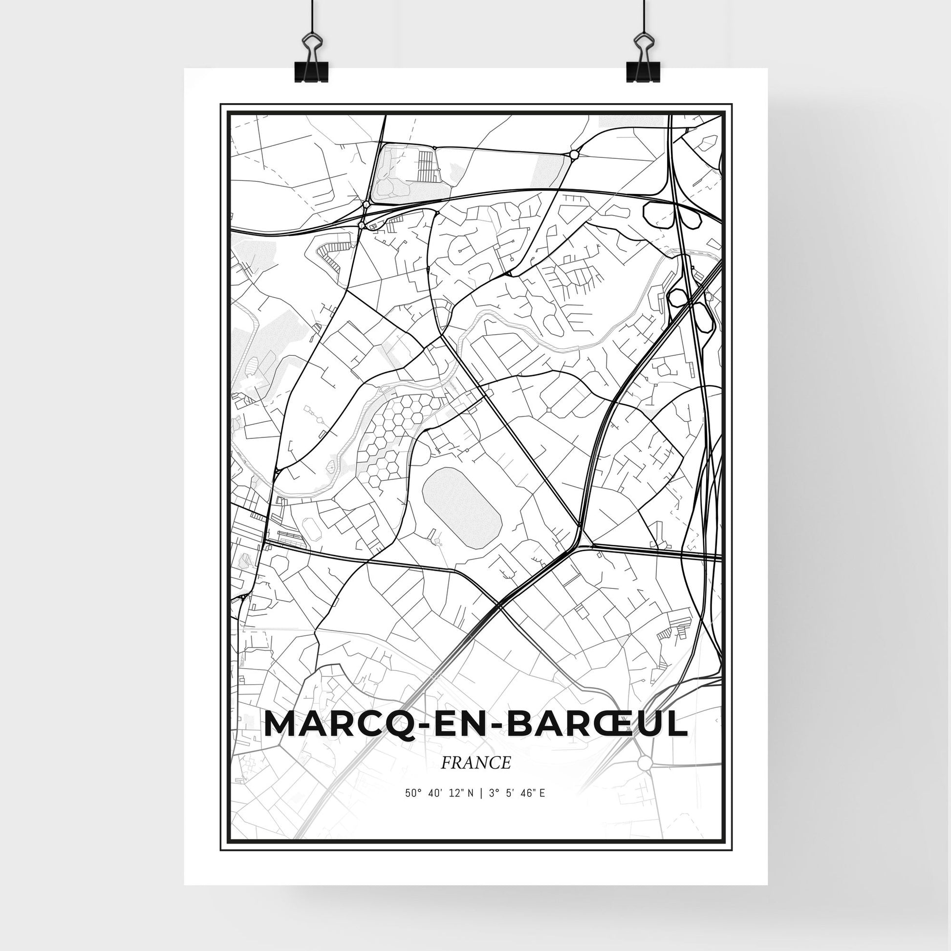 Marcq-en-Barœul France - Premium City Map Poster