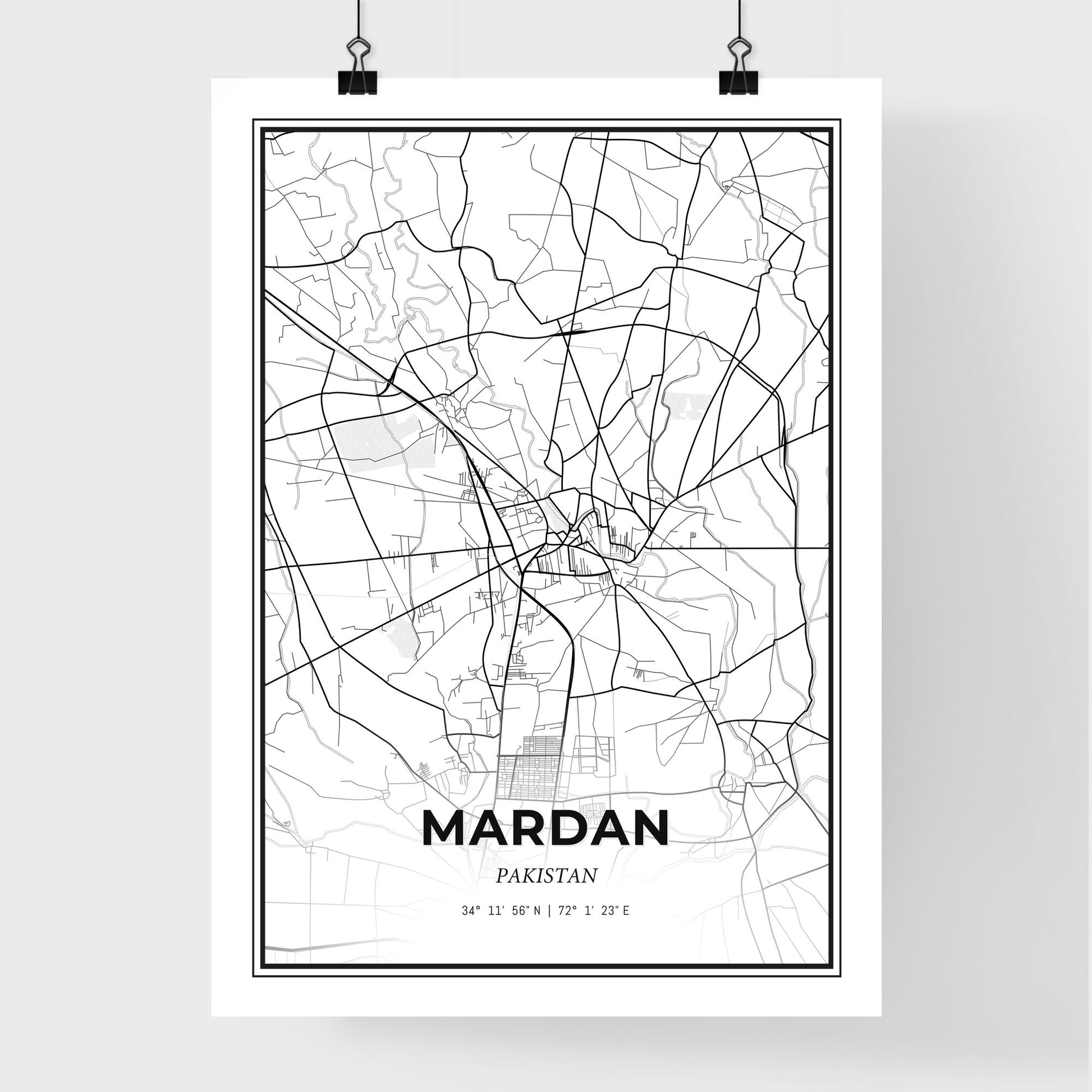 Mardan Pakistan - Premium City Map Poster