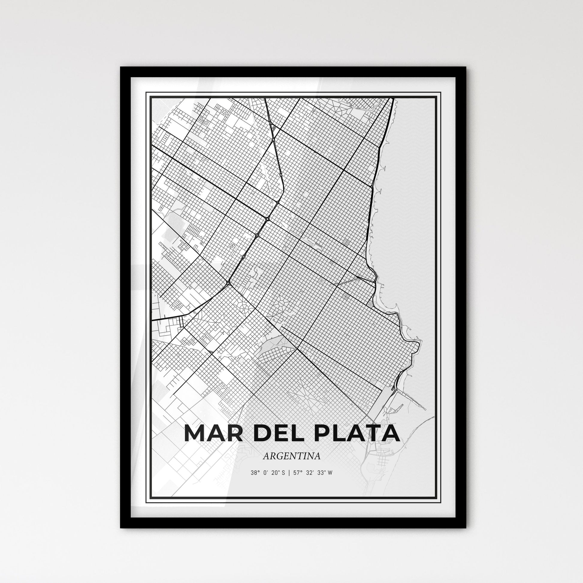 Mar del Plata Argentina - Scandinavian Style City Map for Modern Home Decor