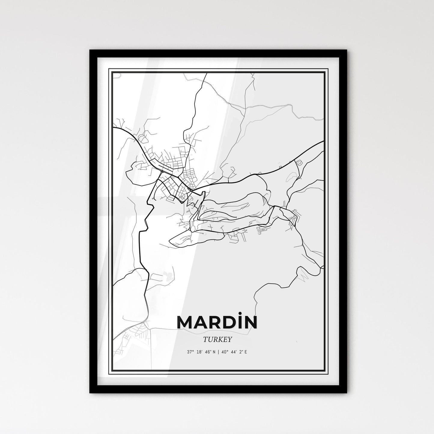 Mardin Turkey - Scandinavian Style City Map for Modern Home Decor