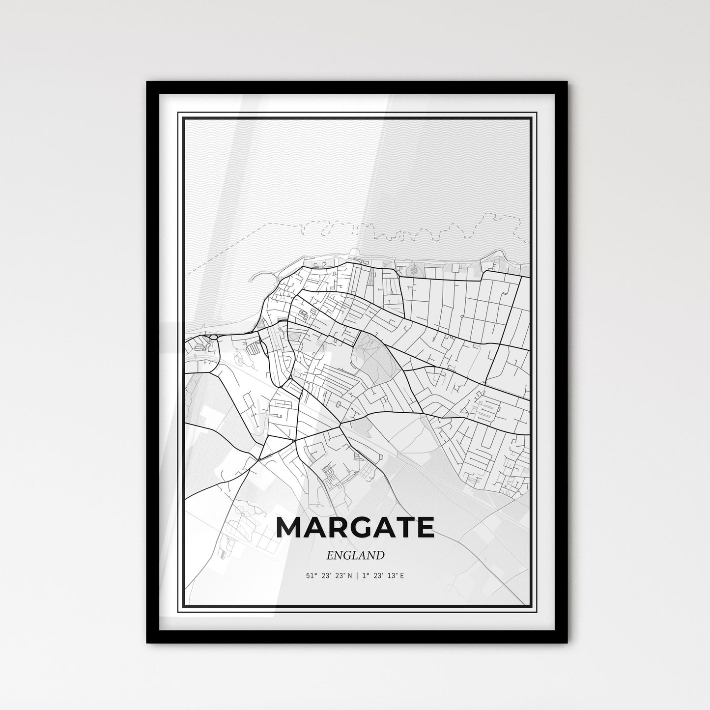 Margate England - Scandinavian Style City Map for Modern Home Decor