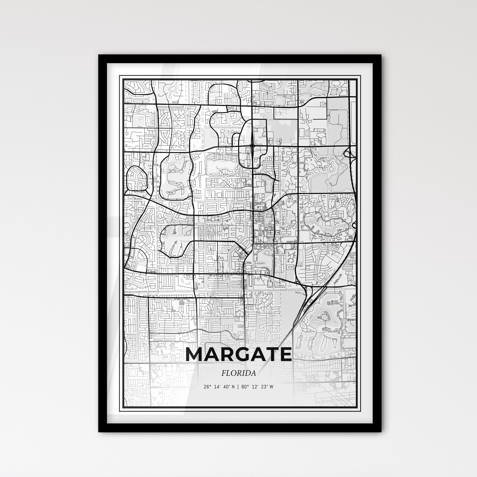 Margate Florida - Scandinavian Style City Map for Modern Home Decor