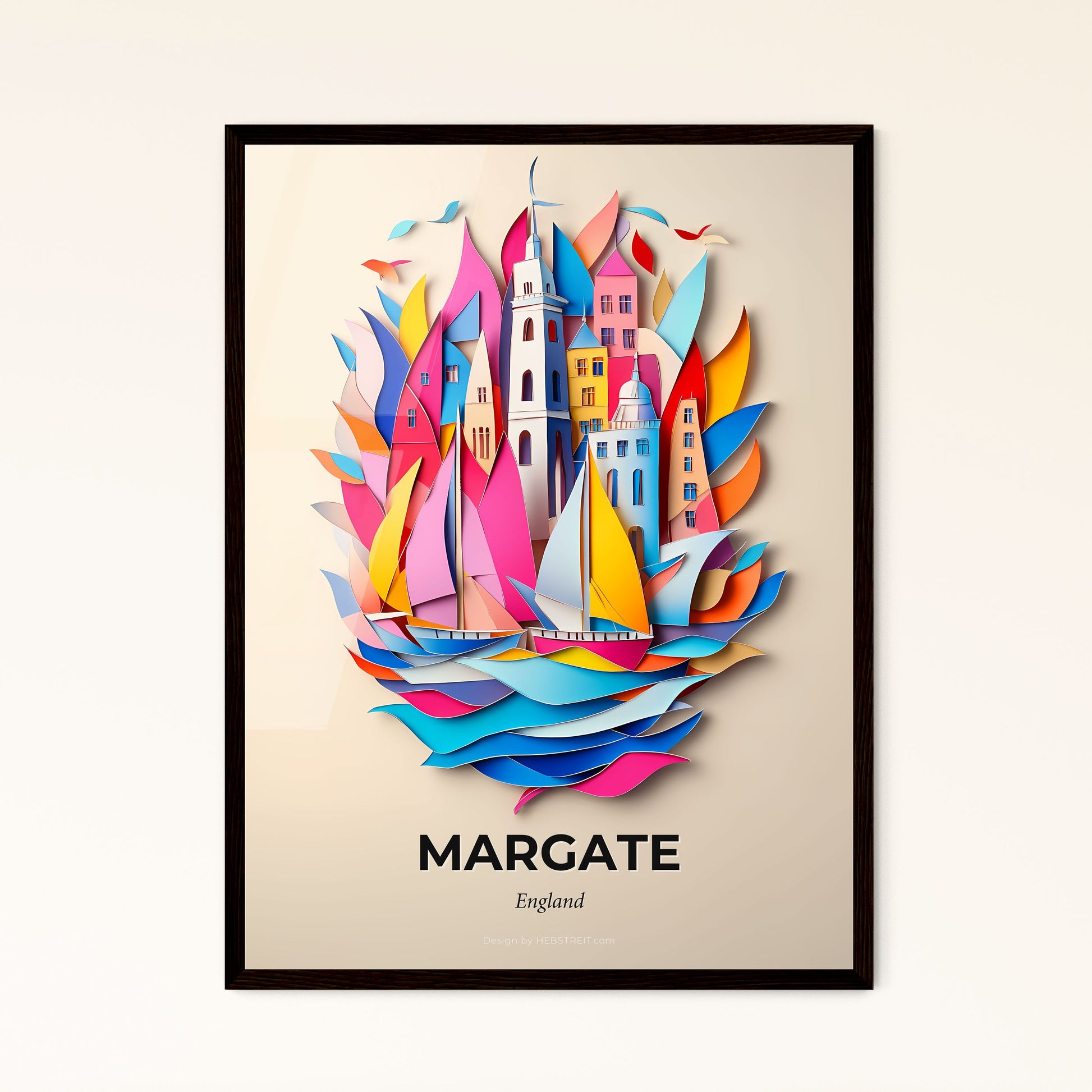 Vivid Margate, England - a paper cut of a city with a sailboat