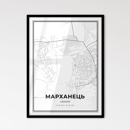 Marhanets Ukraine - Scandinavian Style City Map for Modern Home Decor