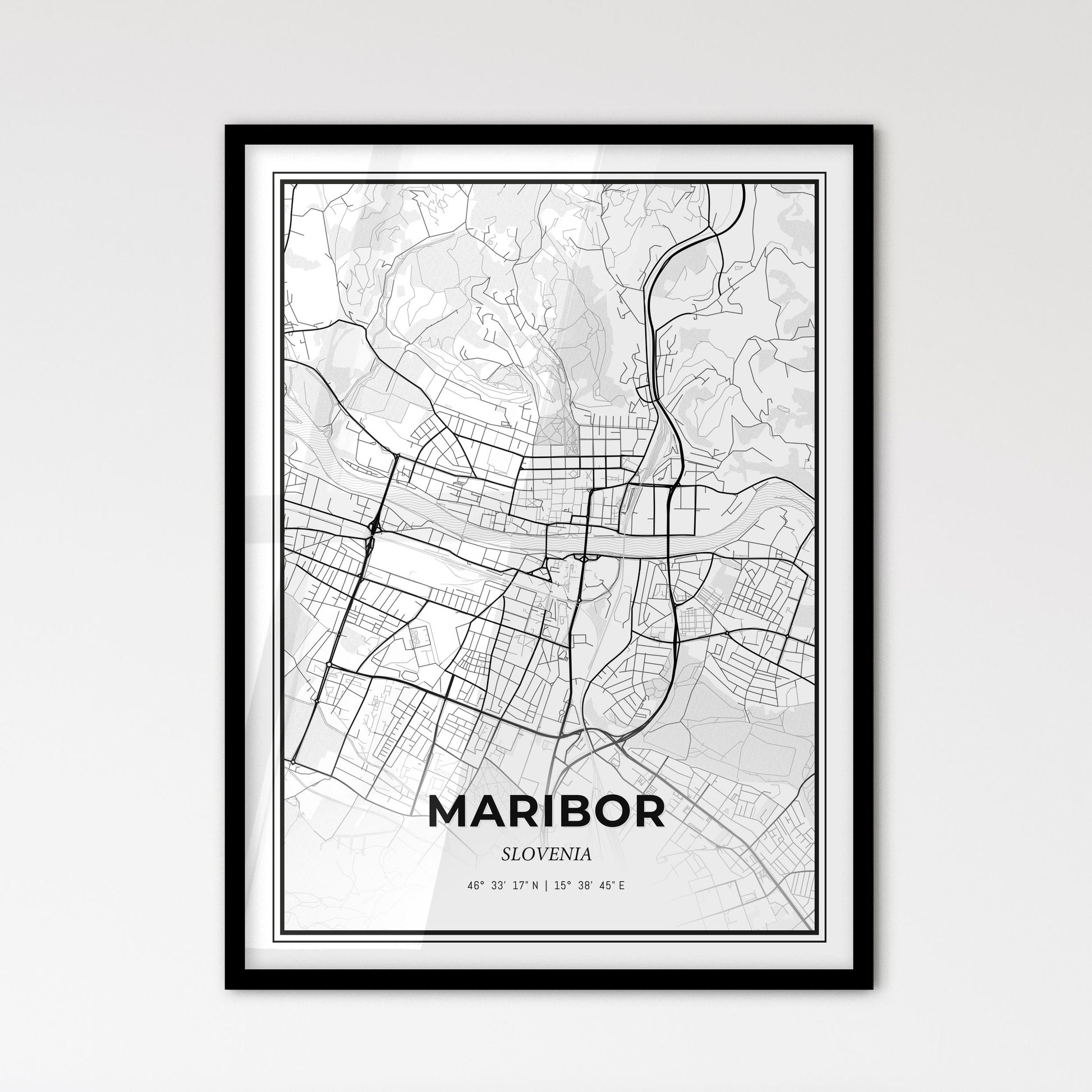 Maribor Slovenia - Scandinavian Style City Map for Modern Home Decor