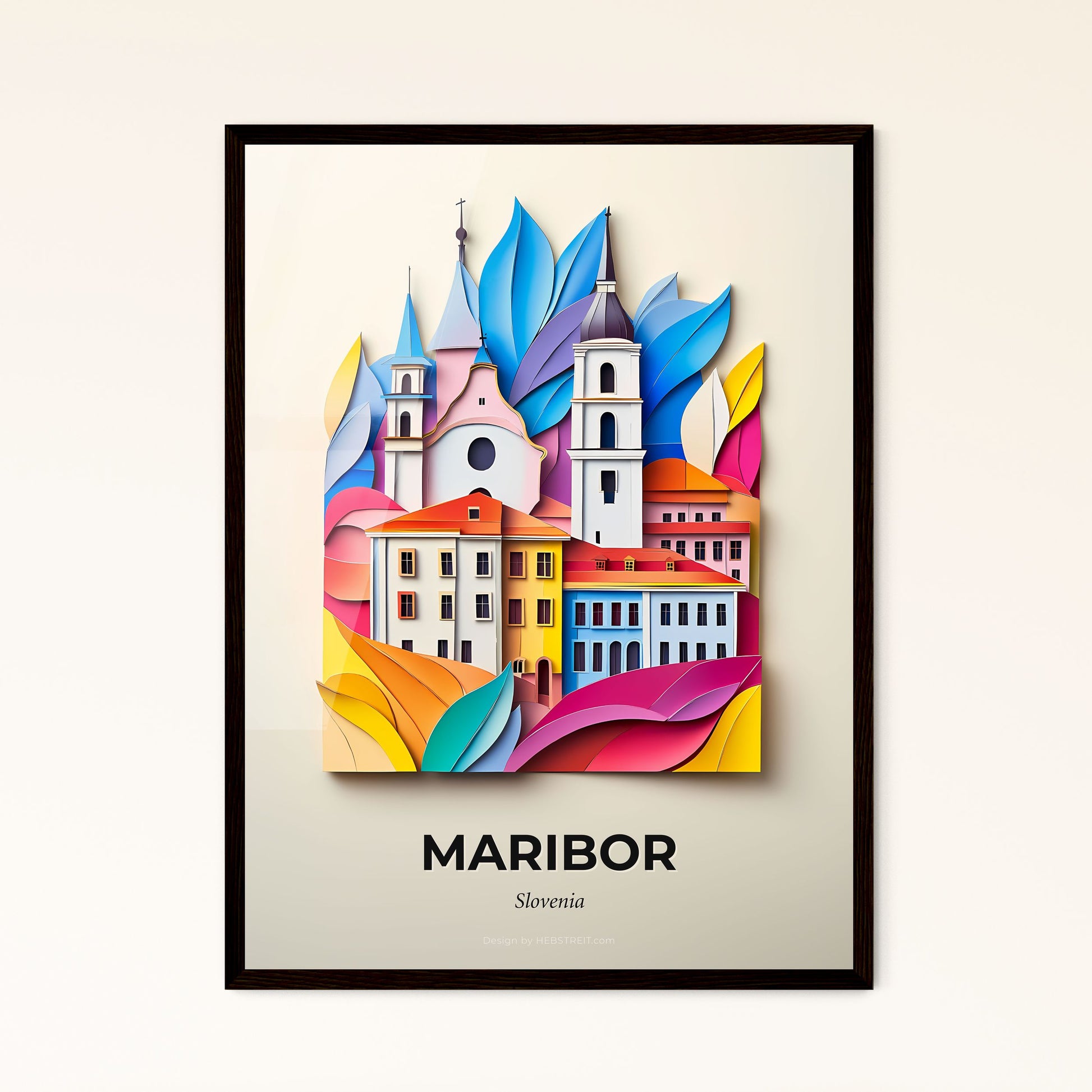 Vivid Maribor, Slovenia - a colorful city with a church and a church steeple