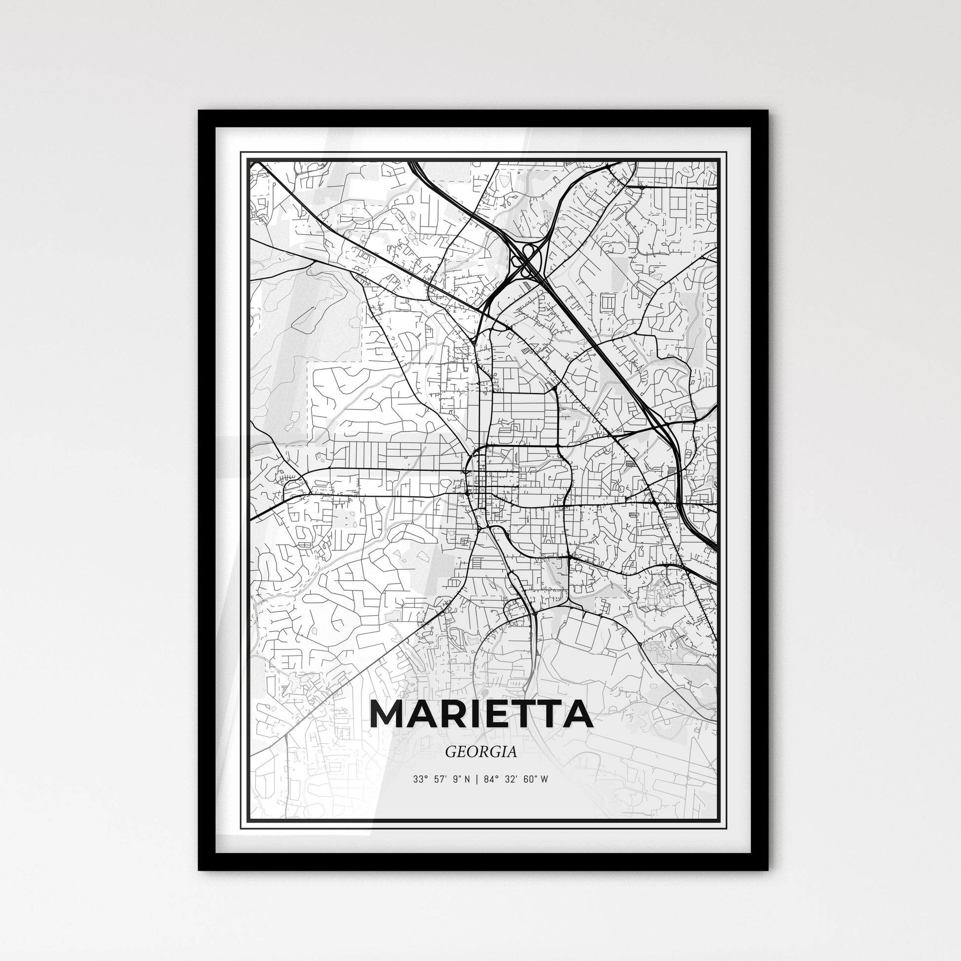 Marietta Georgia - Scandinavian Style City Map for Modern Home Decor