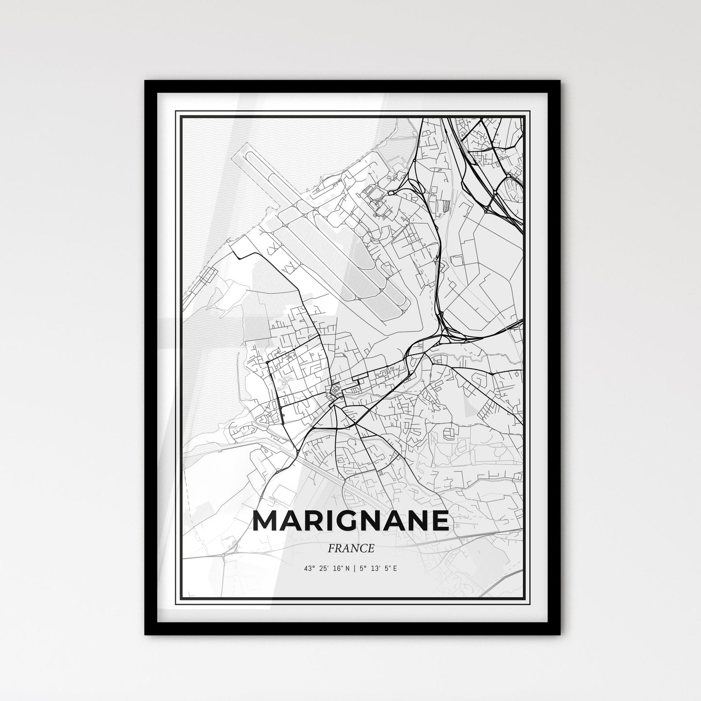 Marignane France - Scandinavian Style City Map for Modern Home Decor