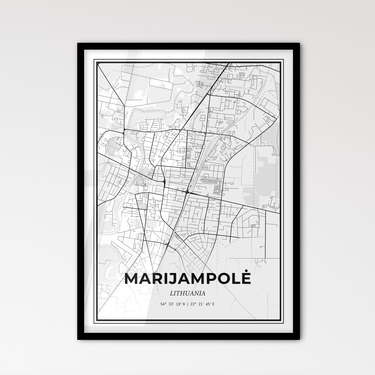 Marijampolė Lithuania - Scandinavian Style City Map for Modern Home Decor