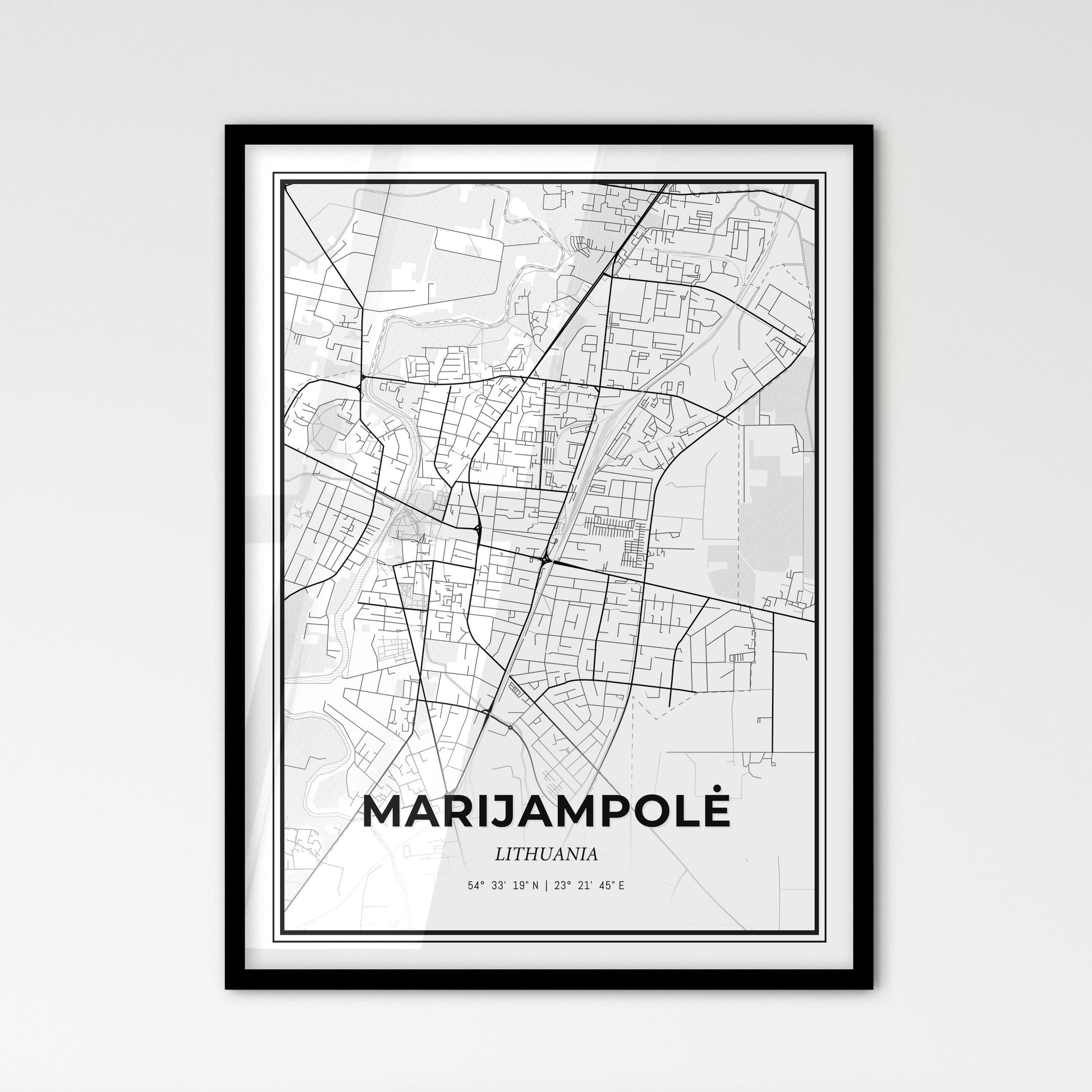 Marijampolė Lithuania - Scandinavian Style City Map for Modern Home Decor