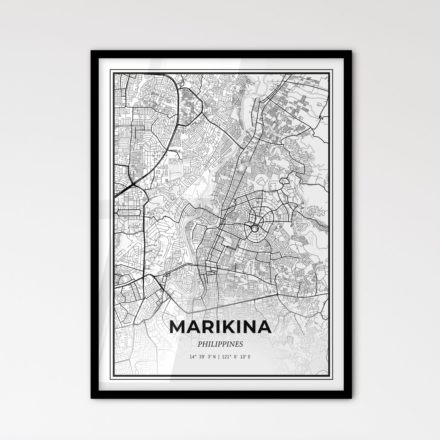 Marikina Philippines - Scandinavian Style City Map for Modern Home Decor