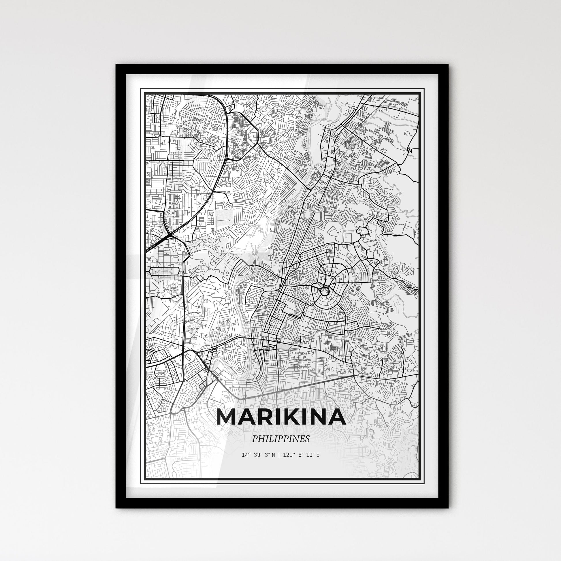 Marikina Philippines - Scandinavian Style City Map for Modern Home Decor