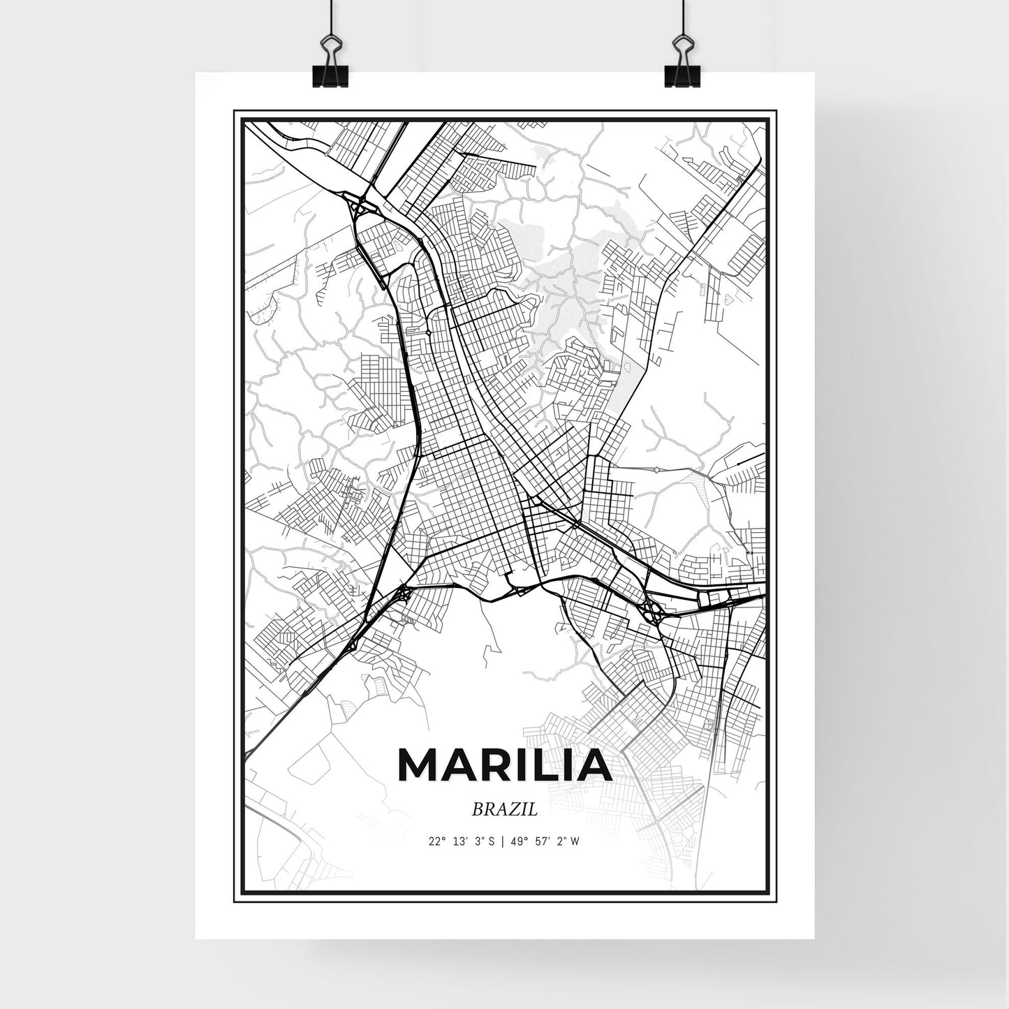 Marilia Brazil - Premium City Map Poster