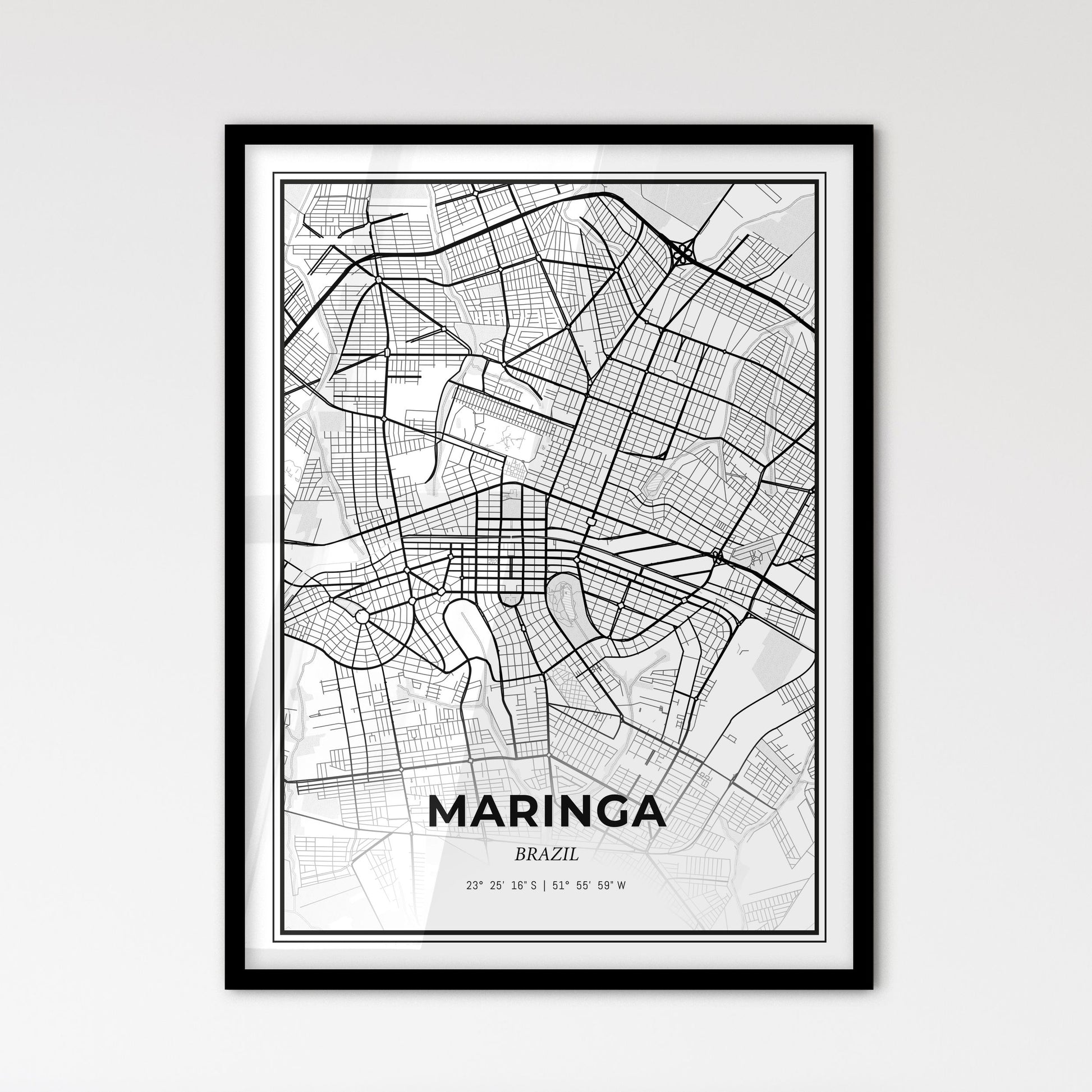 Maringa Brazil - Scandinavian Style City Map for Modern Home Decor