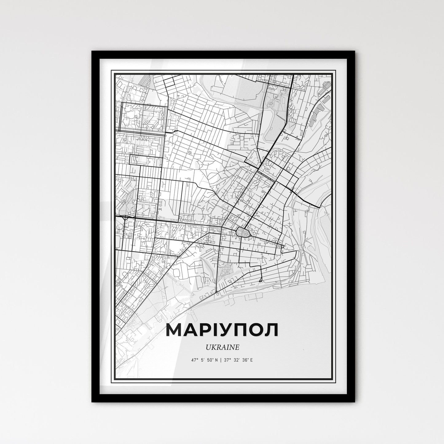 Mariupol Ukraine - Scandinavian Style City Map for Modern Home Decor