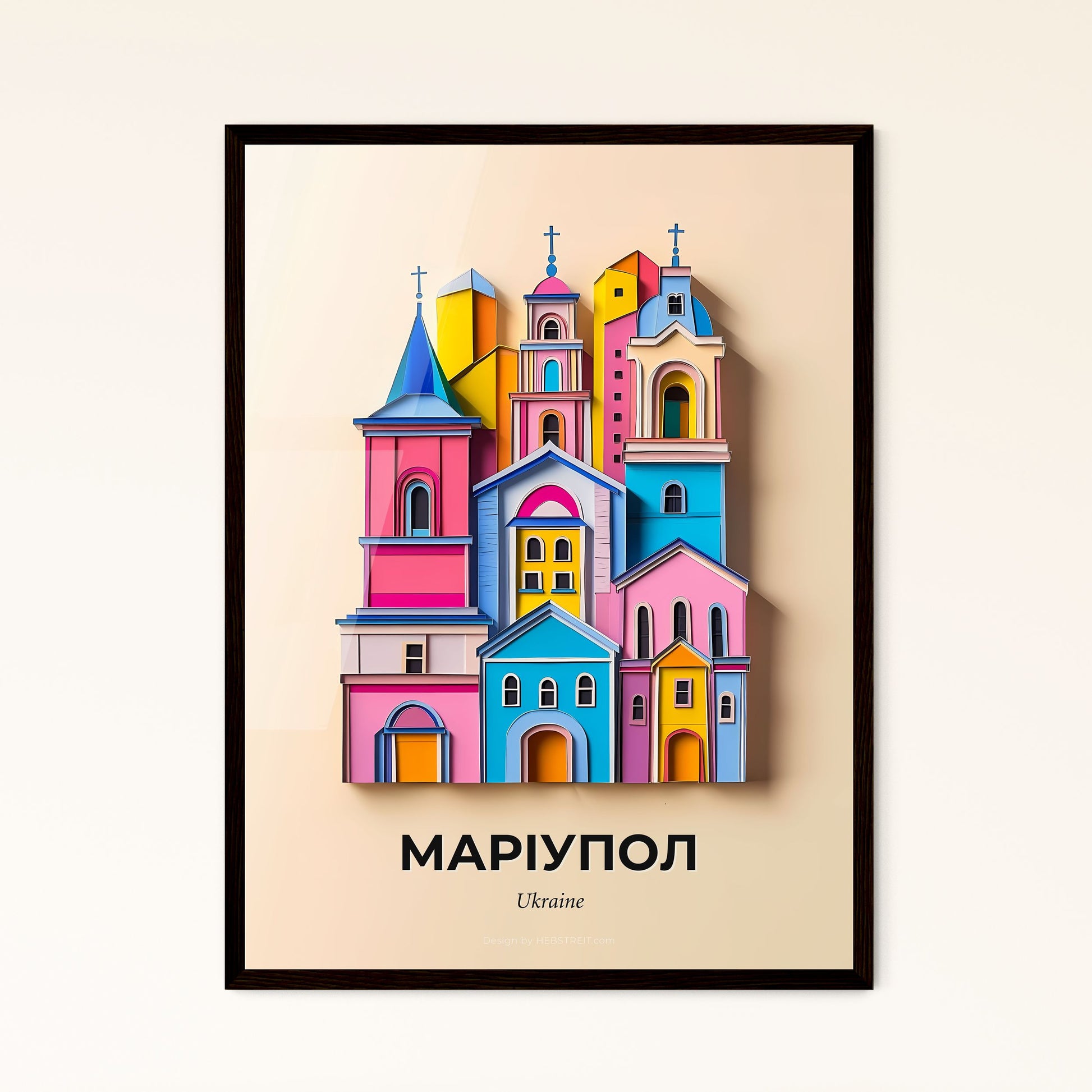 Vivid Mariupol, Ukraine - a colorful city with a cross on top of it