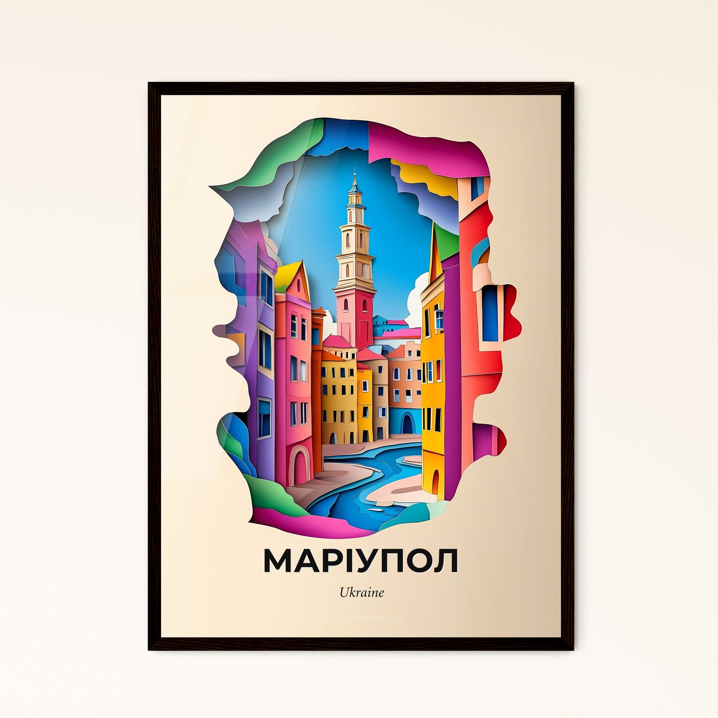 Vivid Mariupol, Ukraine - a colorful city with a clock tower in the middle