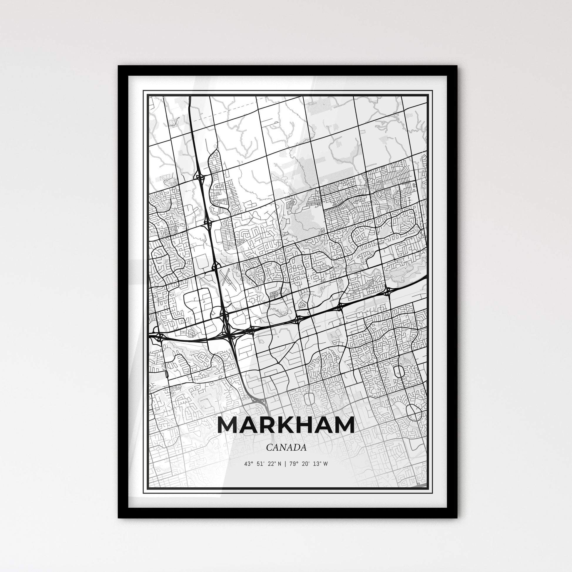 Markham Canada - Scandinavian Style City Map for Modern Home Decor