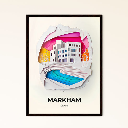 Vivid Markham, Canada - a paper cut of a building with a river in front of it