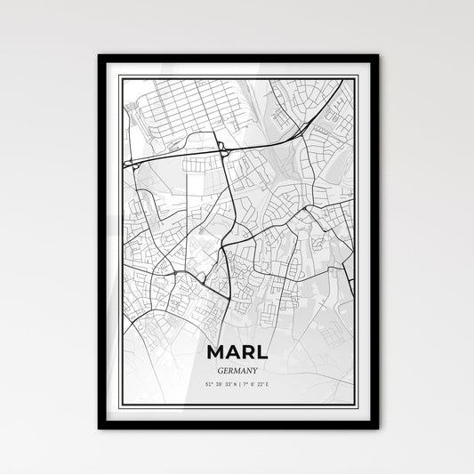 Marl Germany - Scandinavian Style City Map for Modern Home Decor