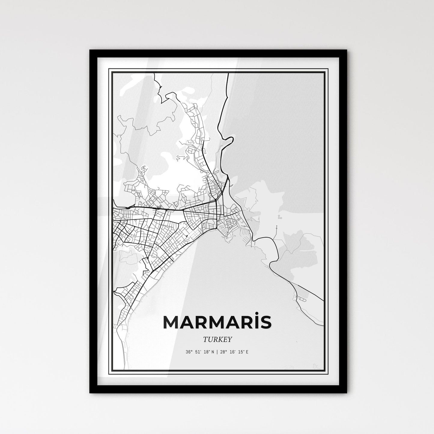 Marmaris Turkey - Scandinavian Style City Map for Modern Home Decor